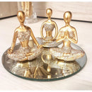 Conjunto Zen com Bandeja Espelhada | Kit Decorativo com 3 Estátuas