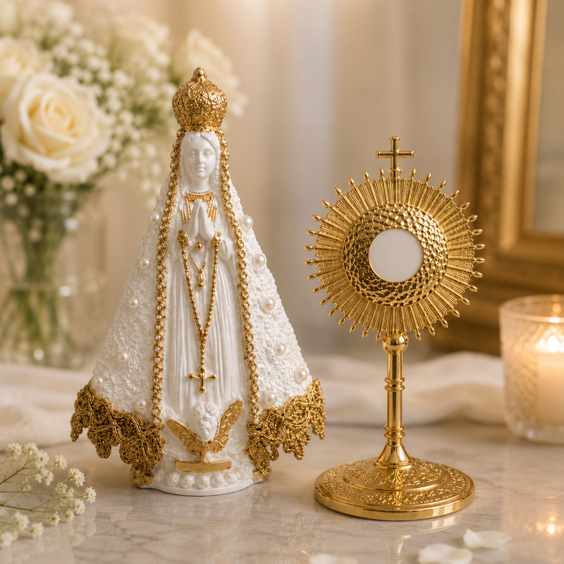 Kit religioso Nossa Senhora Aparecida+ Ostensório