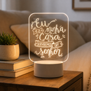 Luminária LED 3D Cristã Eu e Minha Casa Serviremos ao Senhor