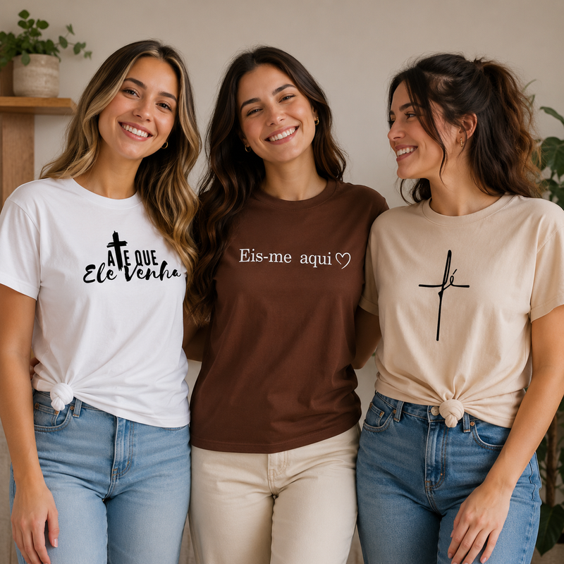 Kit 3 Camisetas Femininas Estampadas 100% Algodão | Conforto e Estilo