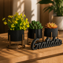 Kit 3 Vasos Design Ondas com Palavra Gratidão | Decoração Moderna