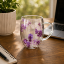 Caneca de Vidro Duplo com Flores Internas 350ml | Elegância e Sofisticação