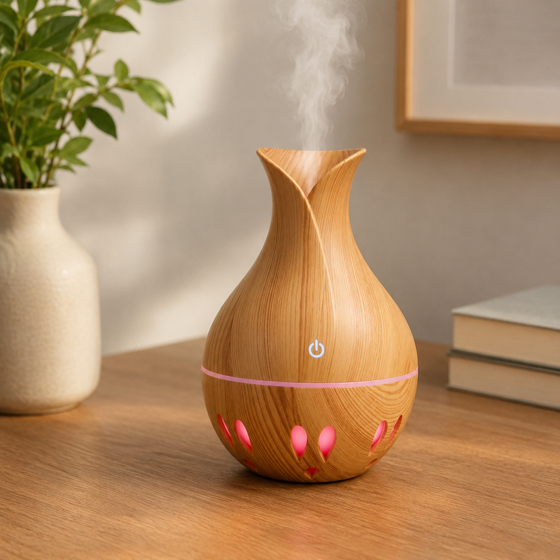 Umidificador Difusor Aromatizador Madeira Escuro USB UM036