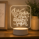 Luminária LED 3D Cristã Eu e Minha Casa Serviremos ao Senhor