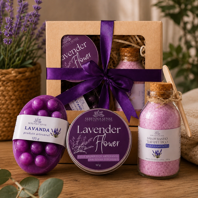 Kit Presente SPA Mini | Vela Aromática, Escalda Pés e Sabonete Massageador