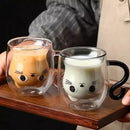Caneca de Vidro Duplo Gatinho 250ml | Caneca Fofa e Criativa