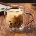 Caneca de Vidro Duplo Gatinho 250ml | Caneca Fofa e Criativa