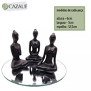 Conjunto Zen com Bandeja Espelhada | Kit Decorativo com 3 Estátuas
